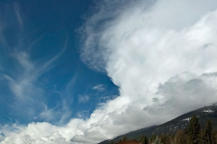 spring thunderstorm over mountains