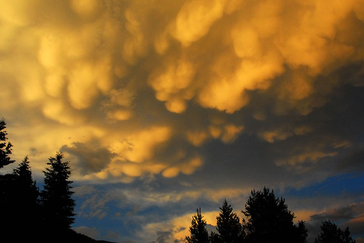 spring thunderstorm over mountains